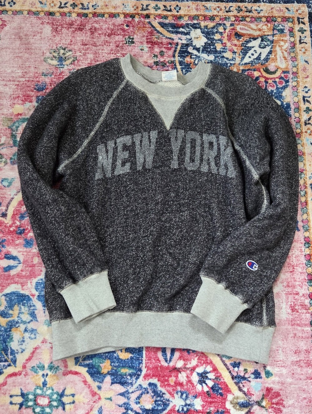Champion 'New York' Vintage-Style Gray Sweatshirt